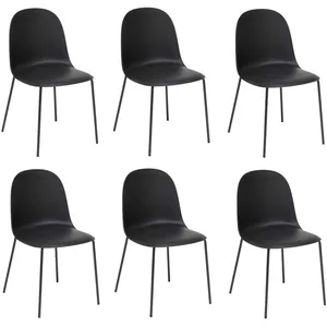 TOILINUX Lot de 6 chaises asan - noir pas cher