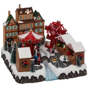 Comparateur de prix : FEERIC LIGHT & CHRISTMAS Village de Noël animé lumineux et musical Marché - Blanc TU