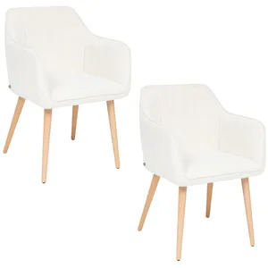 Comparateur de prix : Lot de 2 fauteuils à dîner en bouclette VISOCA - Blanc