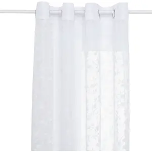 - Voilage à motif fleuri LAZI - 140 x 240 cm - Blanc - Lazi
