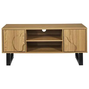 Meuble tv 2 portes et 2 niches calypso - beige et noir pas cher