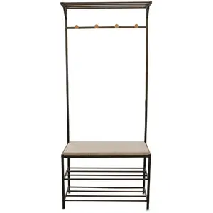 Comparateur de prix : Portemanteau avec banc 4 accroches - noir