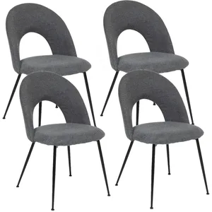 Comparateur de prix : Lot de 4 chaises pieds métal assise tissu raven - gris