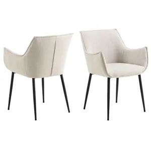 Comparateur de prix : Toilinux Lot de 2 chaises de salle à manger avec accoudoirs SORRENTO - Beige