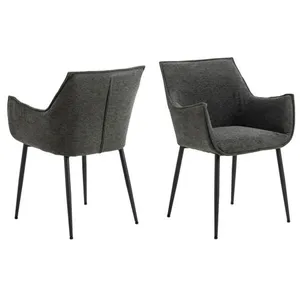 Comparateur de prix : Toilinux Lot de 2 chaises de salle à manger avec accoudoirs SORRENTO - Gris anthracite