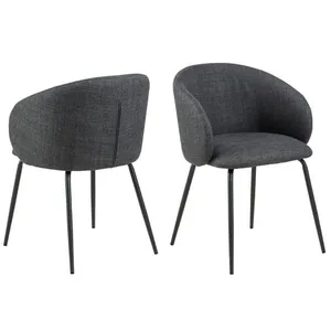 Comparateur de prix : Toilinux Lot de 2 chaises avec accoudoirs SÖREN - Gris anthracite avec pieds noirs
