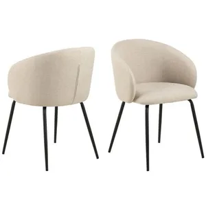 Comparateur de prix : Toilinux Lot de 2 chaises avec accoudoirs SÖREN - Beige avec pieds noirs
