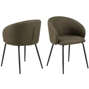 Comparateur de prix : Toilinux Lot de 2 chaises avec accoudoirs SÖREN - Kaki avec pieds noirs