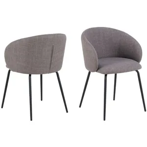 Comparateur de prix : Toilinux Lot de 2 chaises avec accoudoirs SÖREN - Gris brun avec pieds noirs