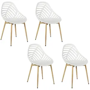 The Home Deco Factory Lot de 4 chaises ajourées ALAMEDA - Blanc pas cher