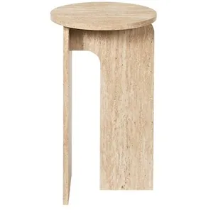 Table d'appoint ronde effet travertin pietra - d.30 cm - beige pas cher
