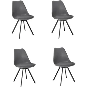 Lot de 4 chaises avec coussin atome - gris foncé