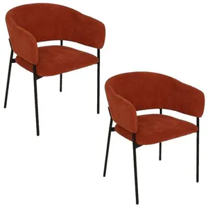 Comparateur de prix : Atmosphera - Lot de 2 fauteuils à diner en velours SOLEA - Terracotta