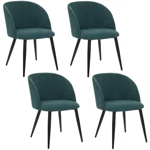 Comparateur de prix : Lot de 4 chaises en velours côtelé celeste - vert jade