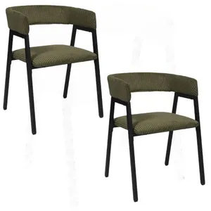 Lot de 2 fauteuils design en tissu côtelé scott - vert pas cher