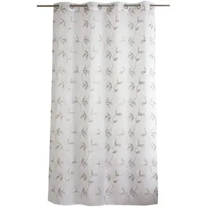 Voilage brodé blanc et beige 140 x 240 cm pas cher