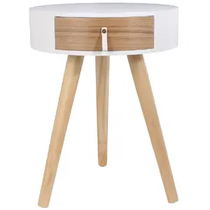 Comparateur de prix : THE CONCEPT FACTORY - Table de chevet scandinave Nora - Diam. 35 x H. 45 cm - Blanc - Nora
