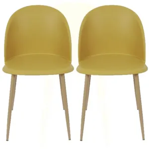 Comparateur de prix : The Home Deco Factory - Lot 2 Chaises Scandinave Bergen - Jaune moutarde - Bergen