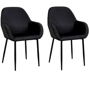 Comparateur de prix : TOILINUX - Lot de 2 Fauteuils de table Giulia effet velours - Noir - Giulia