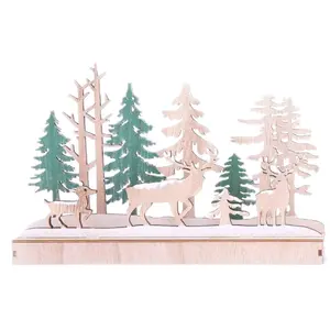 Comparateur de prix : HEART OF THE HOME Décoration de Noël à poser en bois renne Forest Deco - Beige et vert