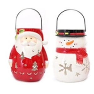 Comparateur de prix : TOILINUX Lot de 2 Déco de Noël lanterne Xmas - Père Noêl et Bonhomme de Neige