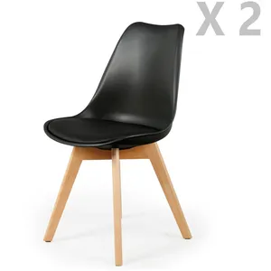 - 2 Chaises design scandinaves rembourrées Cocooning - Noir - Cocooning pas cher