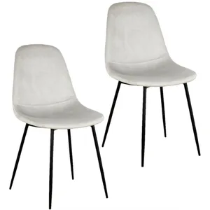 2 Chaises Design Velours Giulia - Gris Clair pas cher