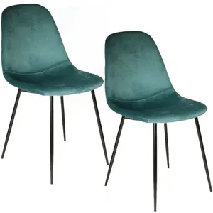 Toilinux 2 Chaises Design Velours Giulia - Bleu Canard pas cher