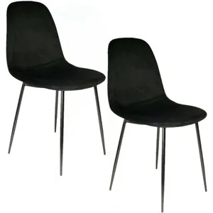 Toilinux 2 Chaises Design Velours Giulia - Noir pas cher