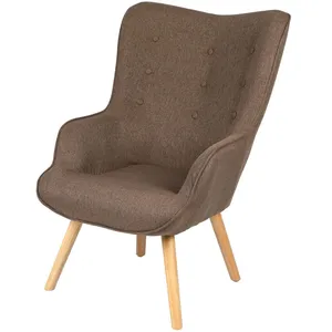Toilinux Fauteuil Noor Avec Pieds En Bois - Taupe pas cher