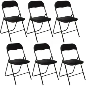 Comparateur de prix : Toilinux.com Five Simply Smart - Lot de 6 Chaises pliantes effet velours - Noir