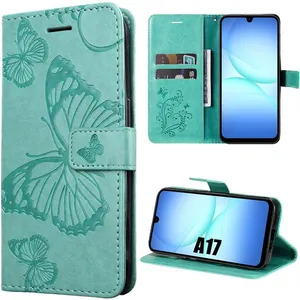 Coque de Protection - BOOLING - Samsung Galaxy A17 4G/5G - Antichoc Effet Cuir Motif Papillon VertVendu parcdiscount