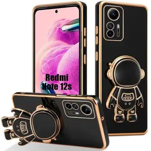 E.F.CONNECTION Coque pour Xiaomi Redmi Note 12S (pas pour Note 12), Noir, Housse avec Support Astronaute 3D, Protection Antichoce en TPU souple pas cher