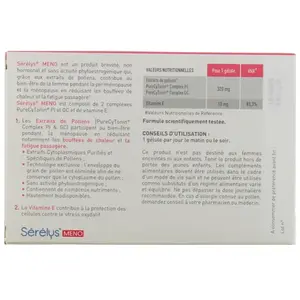 Comparateur de prix : SERELYS Meno désagrément de la (péri)-ménopause boîte de 60 gélules