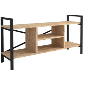 Pegane Meuble TV en bois et métal coloris chêne cambrian, noir - longu... pas cher