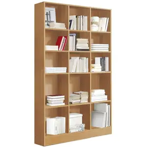 Comparateur de prix : Pegane Etagère, bibliothèque avec 15 tablettes coloris cerisier - longueur 121 x profondeur 33 x hauteur 186 cm - -
