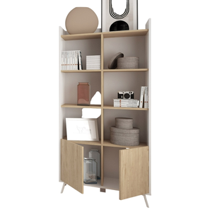 Comparateur de prix : Pegane Meuble étagère, bibliothèque murale coloris blanc, chêne - Hauteur 171 x Longueur 80 x profondeur 33 cm - -