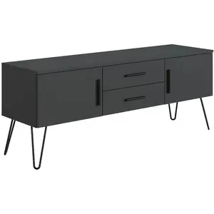 Non communiqué Meuble TV en melamine coloris gris Anthracite - Longueur 140 x Profondeur 40 x Hauteur 56 cm -PEGANE- pas cher