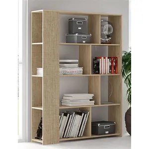 Non communiqué Bibliotheque coloris chene cambrian/effet textile - Longueur 129 x Profondeur 32.8 x Hauteur 174 cm -PEGANE-Vendu pardarty