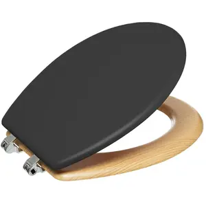 Comparateur de prix : Pegane Abattant WC en bois naturel et zinc coloris gris charbon - Longueur 36 x Profondeur 46,5 x Hauteur 5,5 cm--