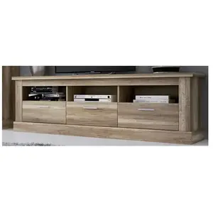 Pegane Meuble TV avec 3 tiroirs coloris chene vieilli - Longueur 180 x... pas cher