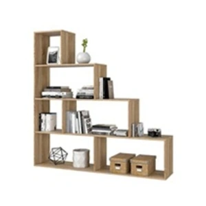 Comparateur de prix : Non communiqué Bibliotheque avec 4 etageres coloris Chene Canadien en melamine - Dim: 145 x 145 x 29 cm -PEGANE-
