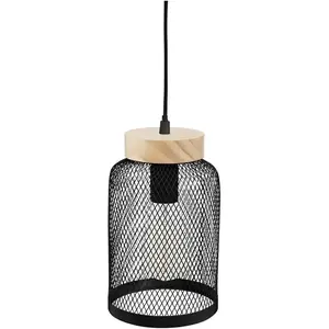 Comparateur de prix : Non communiqué Suspension noire en metal/bois - H 24,5 cm -PEGANE-