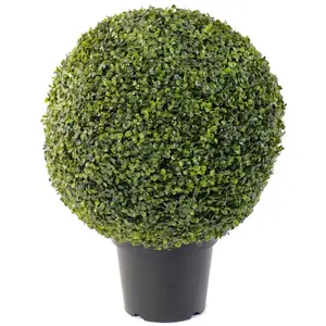 Pegane Plante artificielle haute gamme Spécial extérieur / Buis boule artificiel - Dim : H.67 x D.50 cm -- pas cher