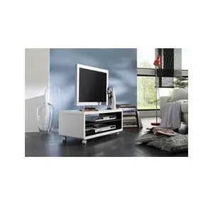 PEGANE Meuble TV decor Blanc et noir avec roulettes - L79 x H35 x P39 cm -- pas cher