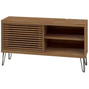 Non communiqué Meuble TV avec 1 porte coulissante coloris Chene Buriti -longueur 120 x profondeur 33 x hauteur 65 cm -PEGANE- pas cher
