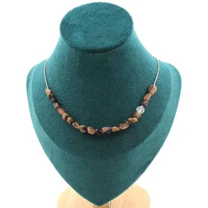 Collier 20 Perles Charoite – Russie – Chaîne Acier Inox – Femme