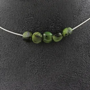 Collier 5 perles Jade Nephrite de Xiuyan Chine chaîne inox - A Bijoux