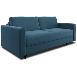 Sia Home Canapé convertible express dunlopillo tissu tramé bleu gris 140cm pas cher
