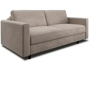 Sia Home Canapé convertible express dunlopillo velours beige taupe 140cm pas cher